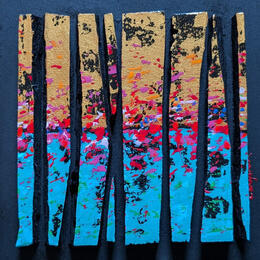 Painting Bc8 prairie or bleu multi rouge by Langeron Luc | Painting
