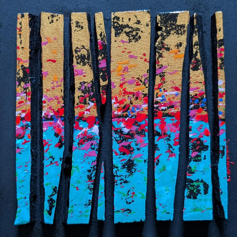 Painting Bc8 prairie or bleu multi rouge by Langeron Luc | Painting Subject matter Wood Acrylic Resin