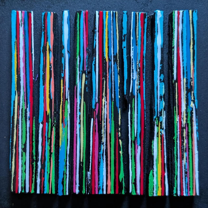 Painting Bc9 street multi bleu vert rouge by Langeron Luc | Painting Subject matter Wood Acrylic Resin