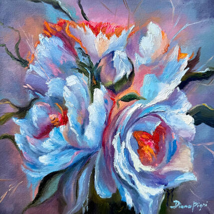 Painting Dreamy Blues by Pigni Diana | Painting Abstract Oil Life style, Nature, Still-life