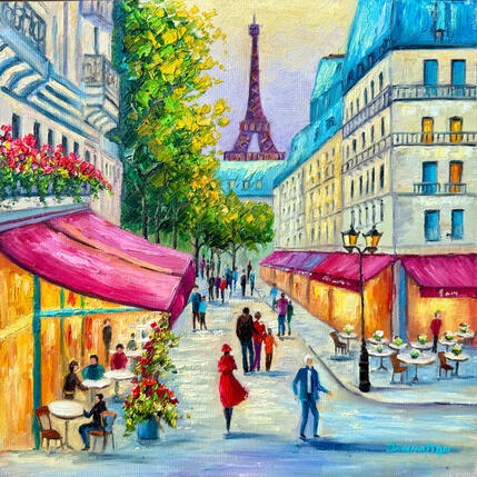 Painting Parisian Glow at Dusk by Pigni Diana | Painting Impressionism Oil Architecture, Landscapes, Urban