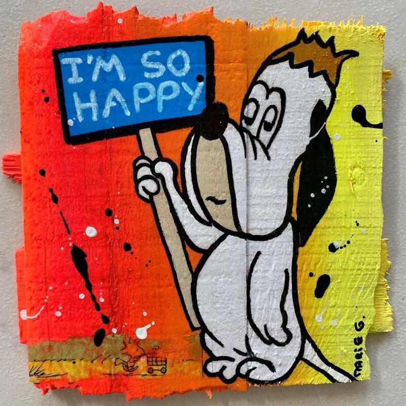 Painting HAPPY ! by Marie G.  | Painting Pop-art Pop icons Wood Acrylic