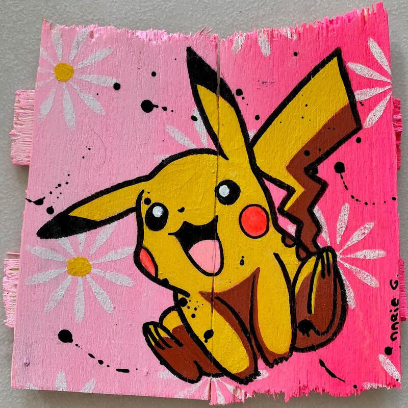 Painting Pikachu by Marie G.  | Painting Pop-art Pop icons Wood Acrylic
