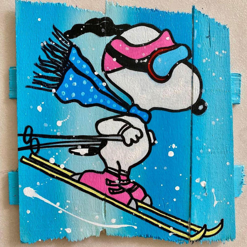 Painting Descente tout schuss ! by Marie G.  | Painting Pop-art Pop icons Wood Acrylic