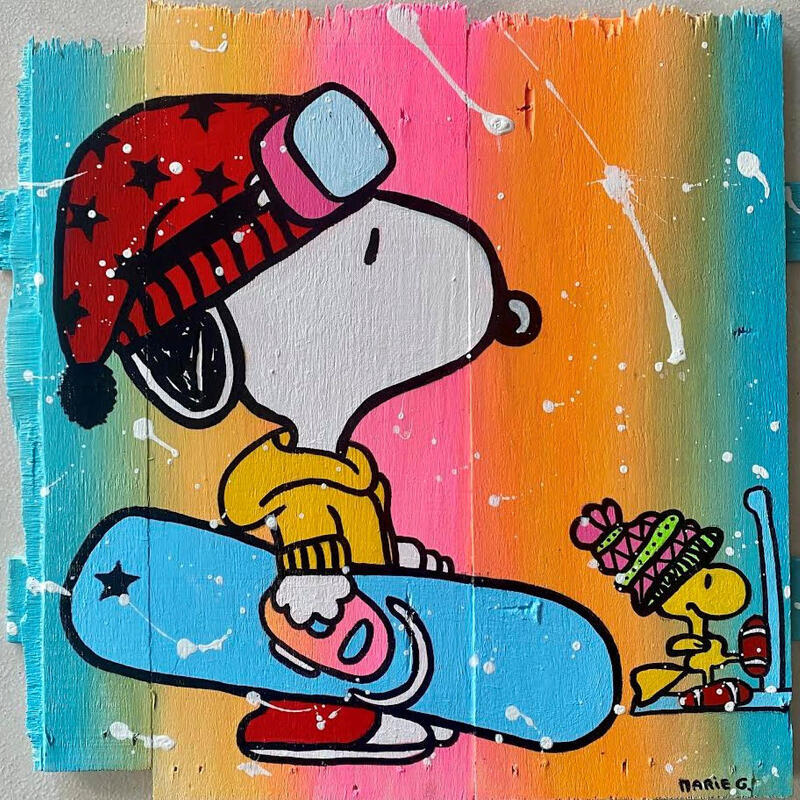 Painting Sortie à la montagne by Marie G. | Painting Pop-art Pop icons Wood Acrylic