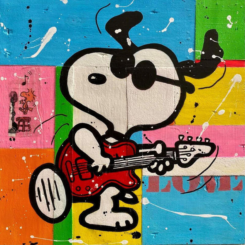 Painting ROCK by Marie G.  | Painting Pop-art Pop icons Wood Acrylic