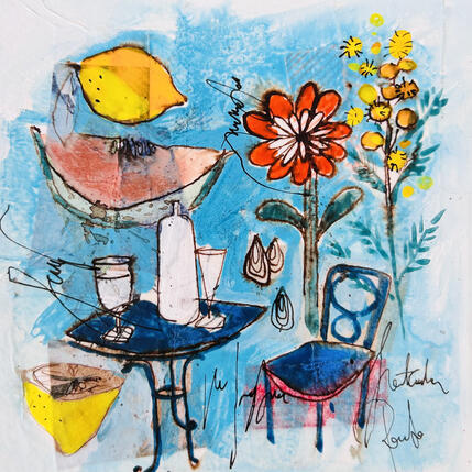 Gemälde Fleurs et mimosa von Colombo Cécile | Gemälde