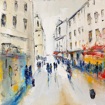 Painting Rue passante by Raffin Christian | Painting Figurative Oil Urban