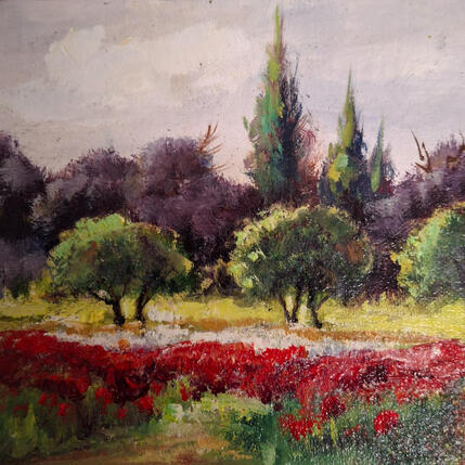 Painting Paisaje con amapolas by Cabello Ruiz Jose | Painting