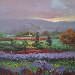 Peinture Entre Lavandas y amapolas par Cabello Ruiz Jose | Tableau