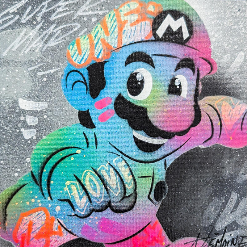 Gemälde Mario von Lemoine Mael | Gemälde Pop-Art Pop-Ikonen Graffiti Acryl