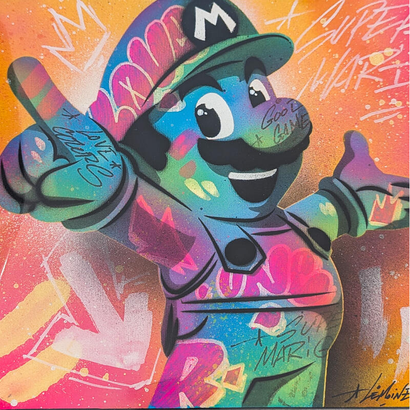 Gemälde Mario von Lemoine Mael | Gemälde Pop-Art Pop-Ikonen Graffiti Acryl