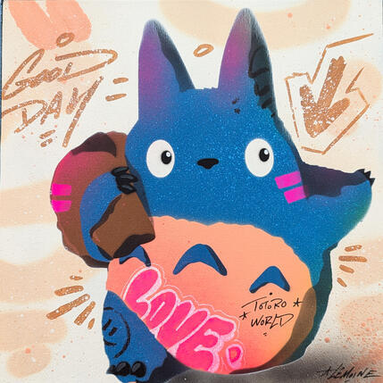 Peinture Baby Totoro par Lemoine Mael | Tableau Pop-art Acrylique, Graffiti Icones Pop