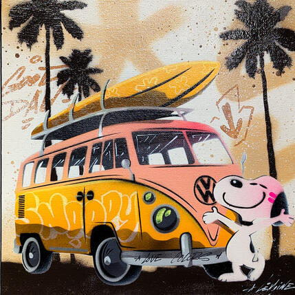 Painting Snoopy van by Lemoine Mael | Painting Pop-art Acrylic, Graffiti Pop icons