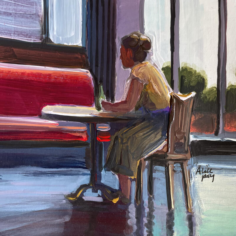 Gemälde Le Perrier von Alice Roy | Gemälde Figurativ Alltagsszenen Acryl