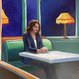 Gemälde Le thé dans le pub  von Alice Roy | Gemälde Figurativ Acryl Alltagsszenen