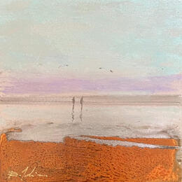 Painting Couple à la plage  by Mahieu Bertrand | Painting Figurative Metal Landscapes
