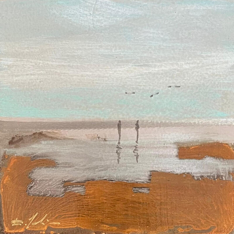 Painting Plage du Lido  by Mahieu Bertrand | Painting Figurative Landscapes Metal