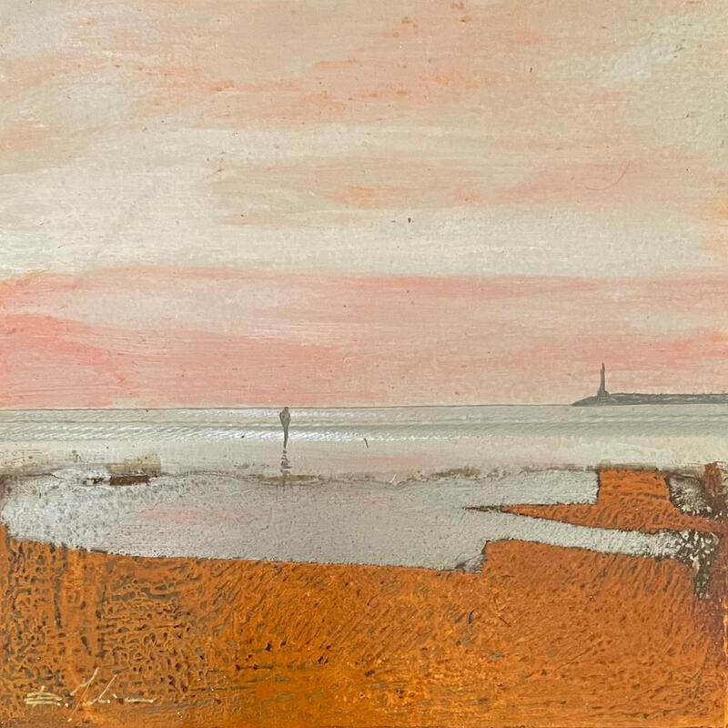 Painting La jetée by Mahieu Bertrand | Painting Figurative Landscapes Metal