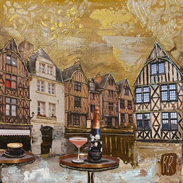 Painting Vue sur la place  by Romanelli Karine | Painting