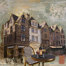 Painting Un verre en terrasse  by Romanelli Karine | Painting