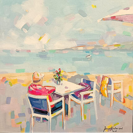 Painting Sea Side Gathering by Kadamani Jamal | Painting