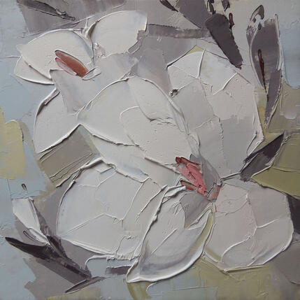 Painting Magnolia by Lunetskaya Elena | Painting Figurative Oil Landscapes, Minimalist, Nature