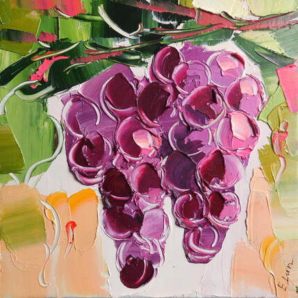 Painting Red grapes by Lunetskaya Elena | Painting Figurative Oil Landscapes, Minimalist, Nature