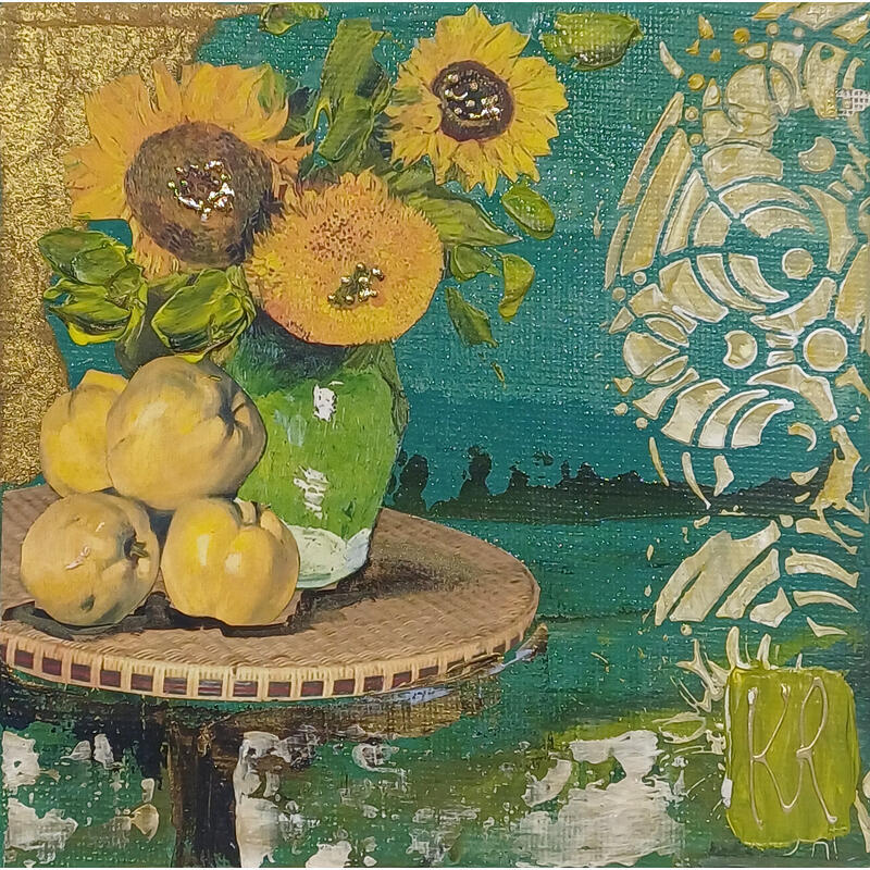 Painting Fraîchement coupées  by Romanelli Karine | Painting Figurative Still-life Acrylic Gluing