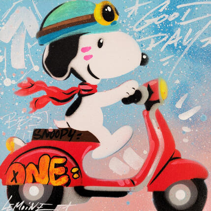 Painting Snoopy The biker by Lemoine Mael | Painting
