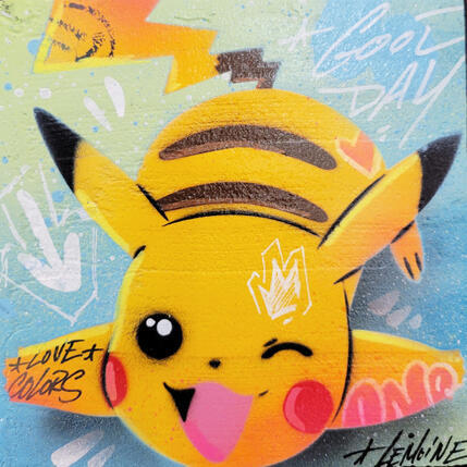 Painting Happy Pikachu by Lemoine Mael | Painting