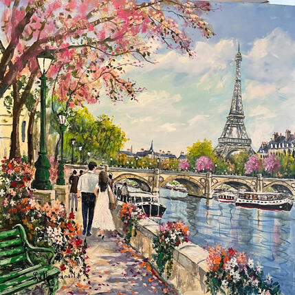 Gemälde Paris en fleurs von Lallemand Yves | Gemälde