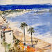 Painting la plage des palmiers by Poumelin Richard | Painting Figurative Landscapes Oil