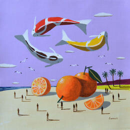 Painting Carpes sur la plage by Lionnet Pascal | Painting