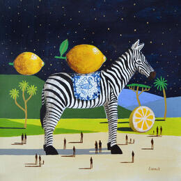 Painting Zèbre aux citrons, de nuit by Lionnet Pascal | Painting