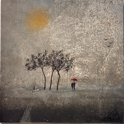 Painting Lara by Manconi Gil | Painting Subject matter Metal, Upcycling Landscapes