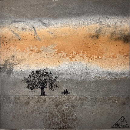 Painting Larissa by Manconi Gil | Painting Subject matter Metal, Upcycling Landscapes