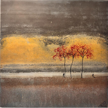 Painting Léane by Manconi Gil | Painting Subject matter Metal, Upcycling Landscapes