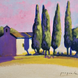 Painting Cyprès de Provence by Pasquale | Painting