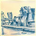 Painting GUGGENHEIM IN BLUE by Mestres Sergi | Painting Figurative Architecture Watercolor Acrylic