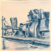 Painting GUGGENHEIM IN BLUE by Mestres Sergi | Painting Figurative Architecture Watercolor Acrylic