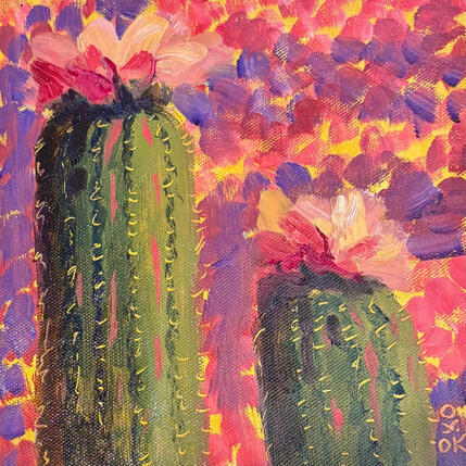 Painting Cactus Rose by O'Donnell Karen | Painting Impressionism Oil Landscapes, Pop icons