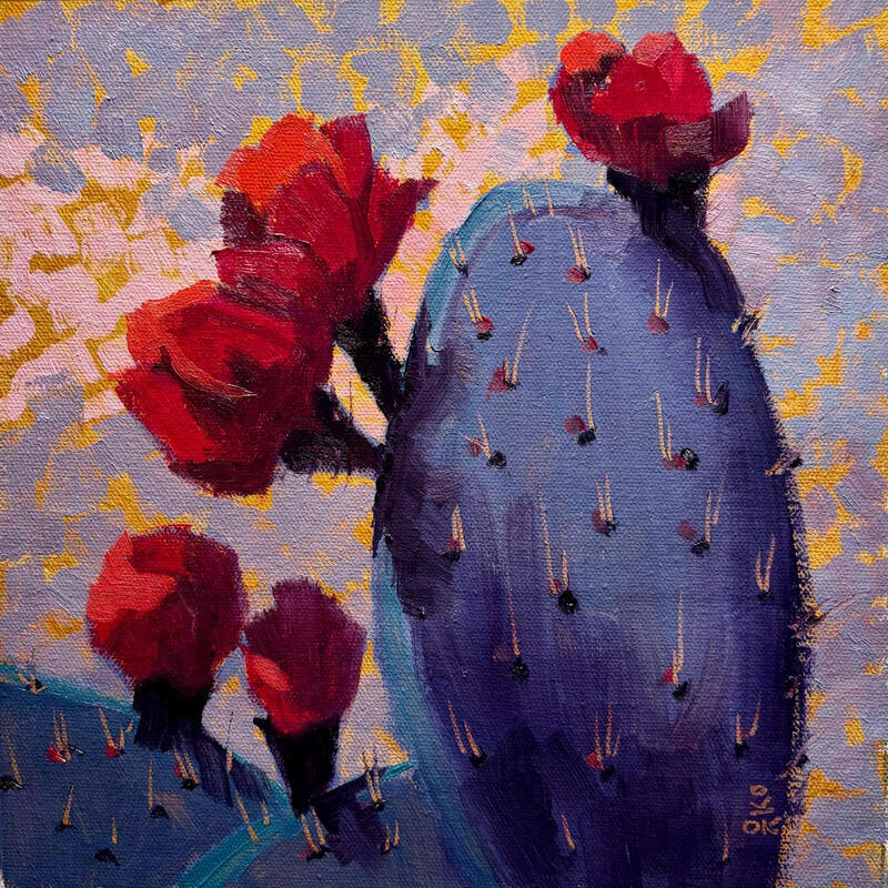 Painting Red Poofs by O'Donnell Karen | Painting Impressionism Landscapes Oil