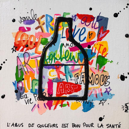 Peinture HAPPY BOTTLE  par Mam | Tableau Pop-art Acrylique Icones Pop