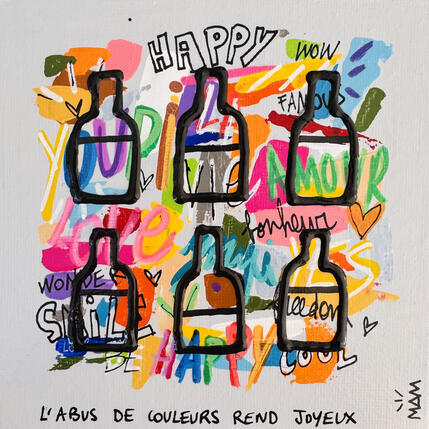 Peinture JOYEUX  par Mam | Tableau Pop-art Acrylique