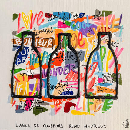 Peinture HEUREUX par Mam | Tableau Pop-art Acrylique Icones Pop, Société