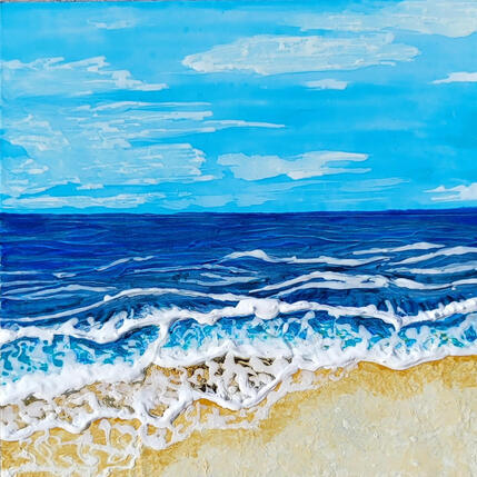 Painting entre deux vagues by Geiry | Painting Subject matter Marble powder, Pigments Landscapes, Marine
