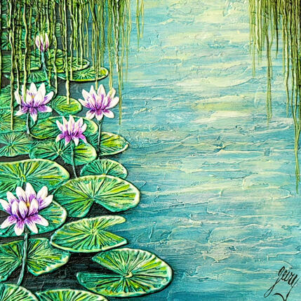 Painting LA OU LE SILENCE FLEURIT by Geiry | Painting Subject matter Marble powder, Pigments, Wood Landscapes, Nature, Pop icons