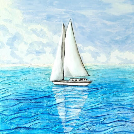 Painting ENTRE CIEL ET MER by Geiry | Painting Subject matter Marble powder, Pigments Landscapes, Marine, Pop icons