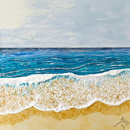 Painting LA MER A FLEUR DE SABLE by Geiry | Painting Subject matter Marble powder, Pigments Landscapes, Marine, Pop icons
